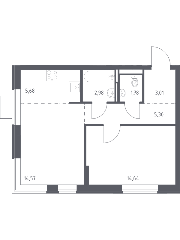 2 ккв (Евро) 48 м²