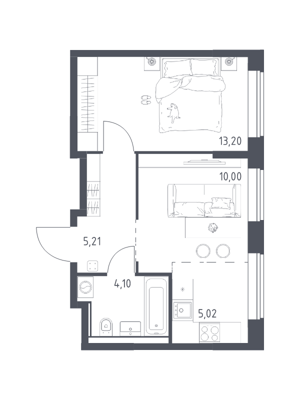 2 ккв (Евро) 37,5 м²
