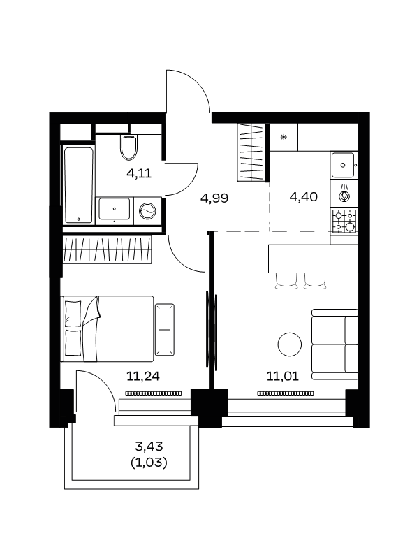2 ккв (Евро) 36,8 м²