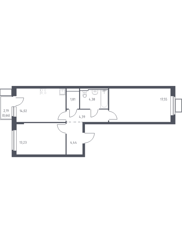2 ккв 60,5 м²