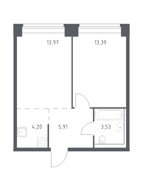 2 ккв (Евро) 41 м²