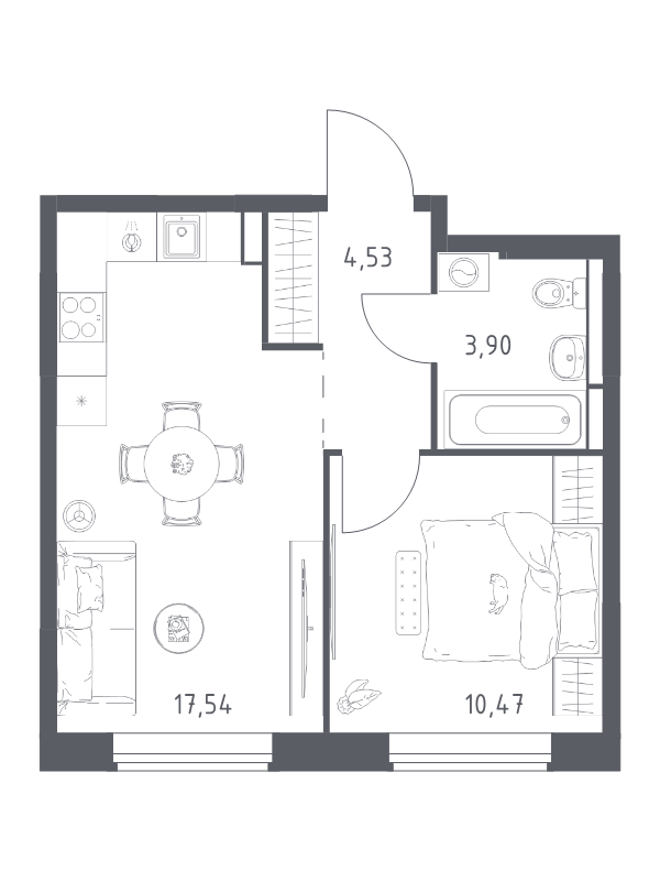 2 ккв (Евро) 36,4 м²