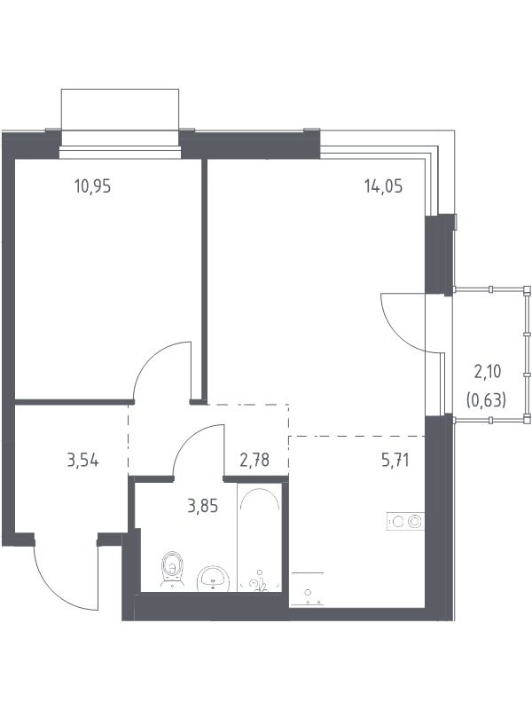 2 ккв (Евро) 41,5 м²