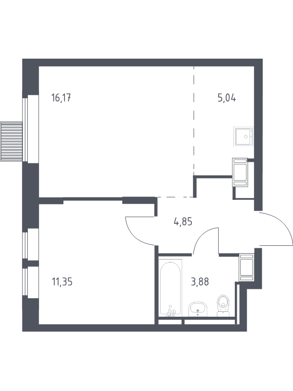 2 ккв (Евро) 41,3 м²