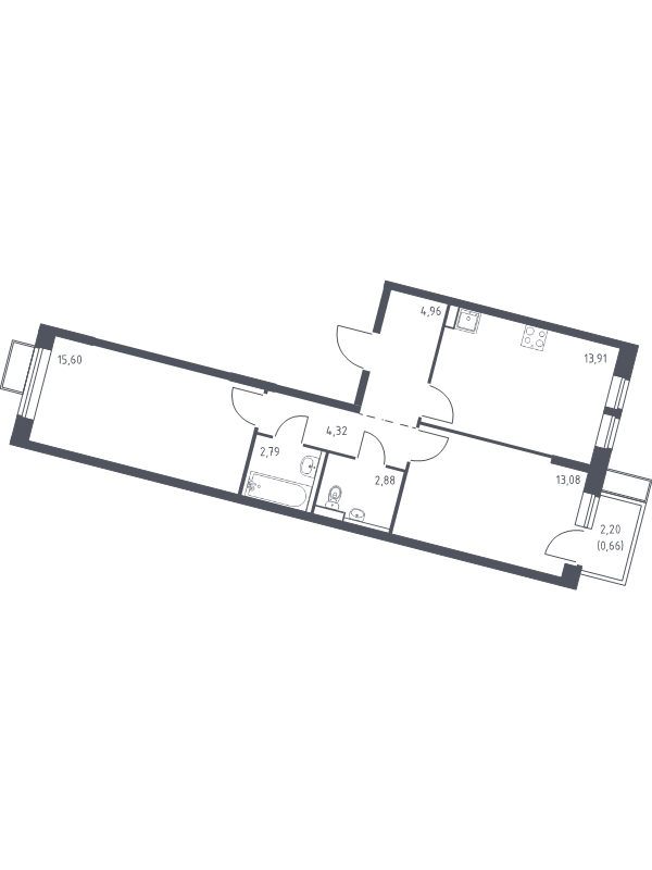 2 ккв 58,2 м²