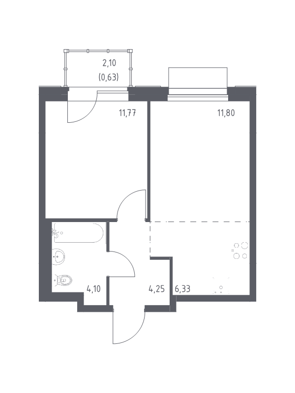 2 ккв (Евро) 38,9 м²