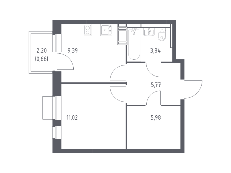 1 ккв 36,7 м²