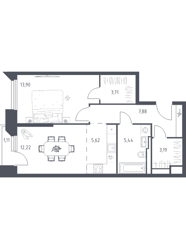 2 ккв (Евро) 53,1 м²