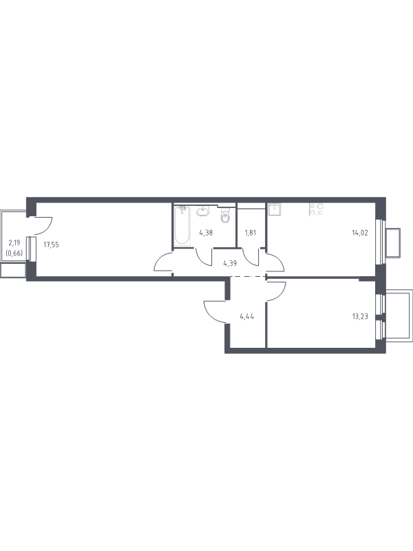 2 ккв 60,5 м²