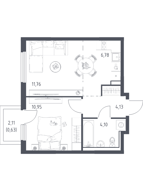 2 ккв (Евро) 38,4 м²
