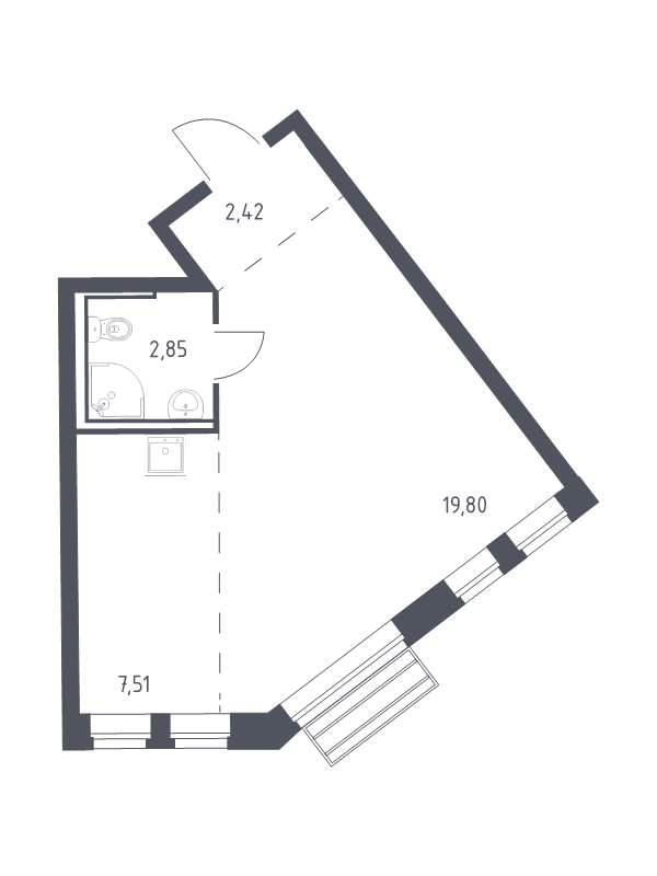 Студия 32,3 м²