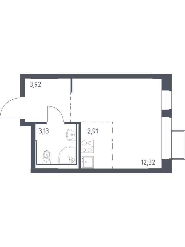 Студия 22,3 м²