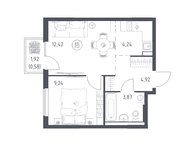2 ккв (Евро) 35,3 м²