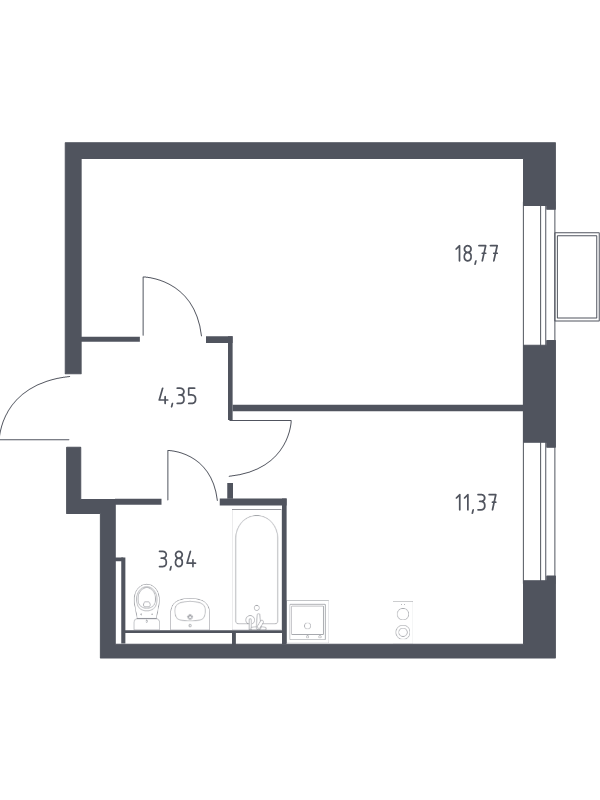 1 ккв 37,8 м²