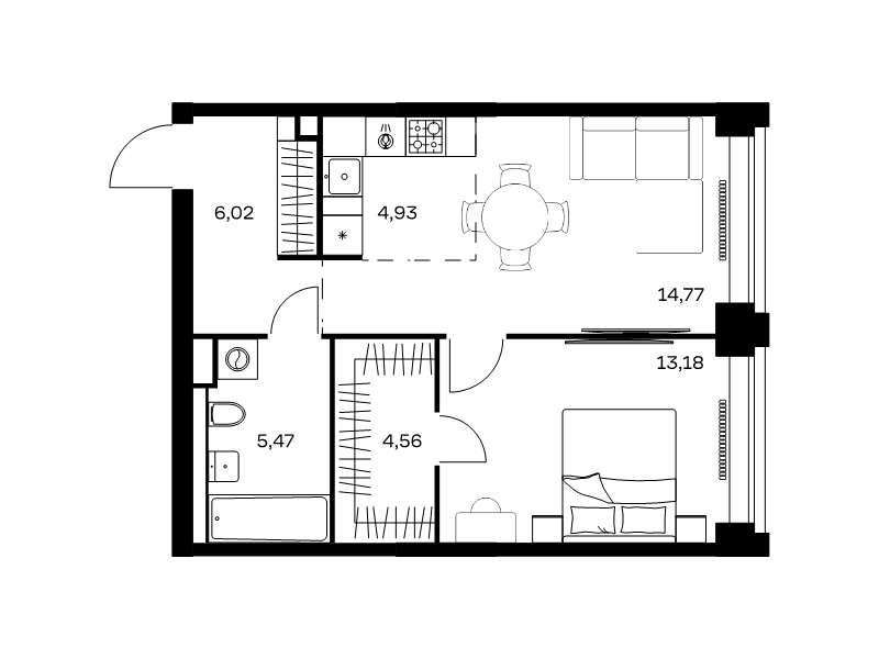 2 ккв (Евро) 48,9 м²
