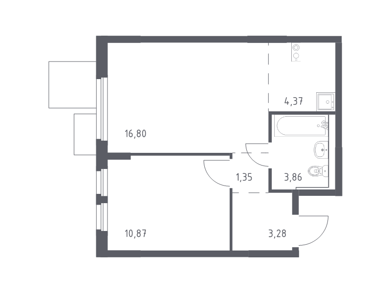 2 ккв (Евро) 40,5 м²