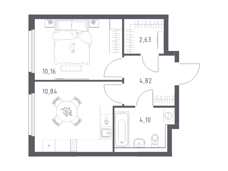 1 ккв 32,6 м²