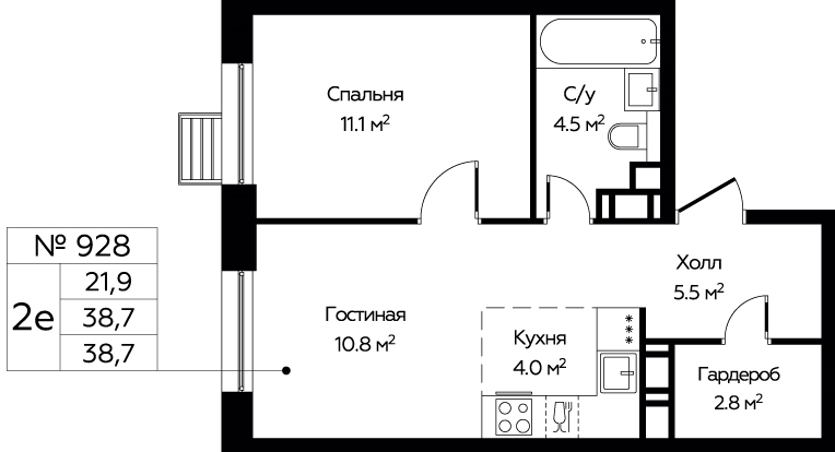 1 ккв 37,8 м²