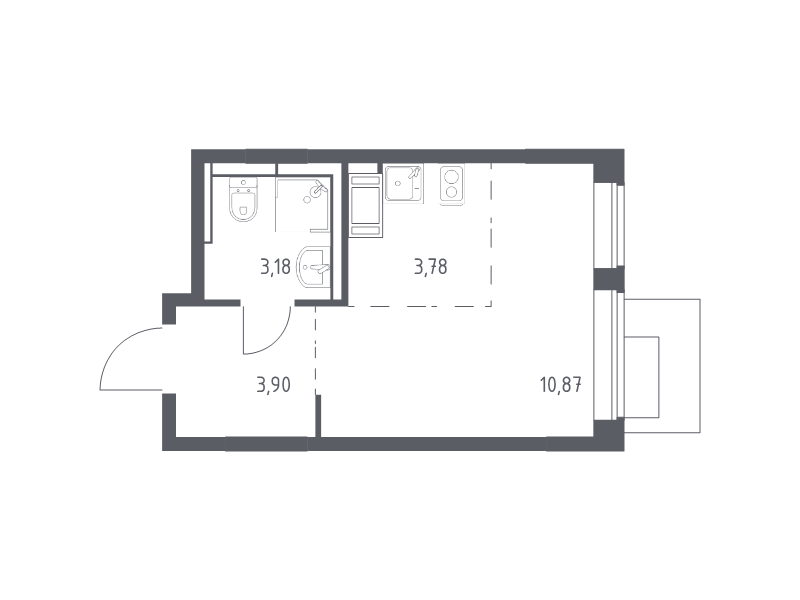 Студия 21,7 м²
