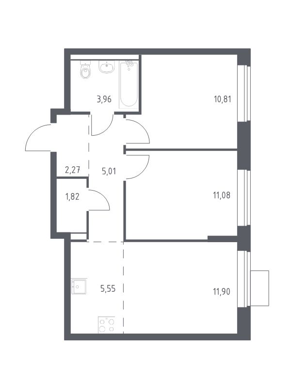 3 ккв (Евро) 52,4 м²