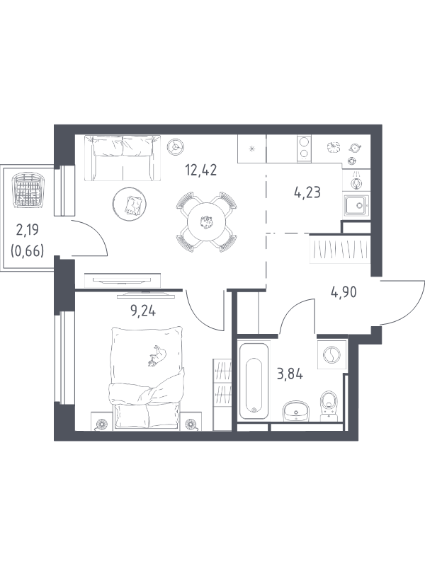 2 ккв (Евро) 35,3 м²