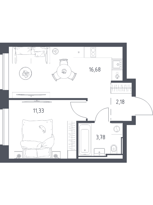 2 ккв (Евро) 34 м²