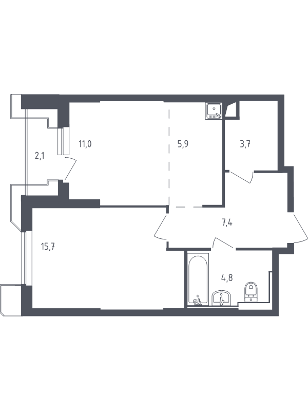 2 ккв (Евро) 50 м²