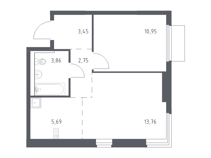 2 ккв (Евро) 40,5 м²