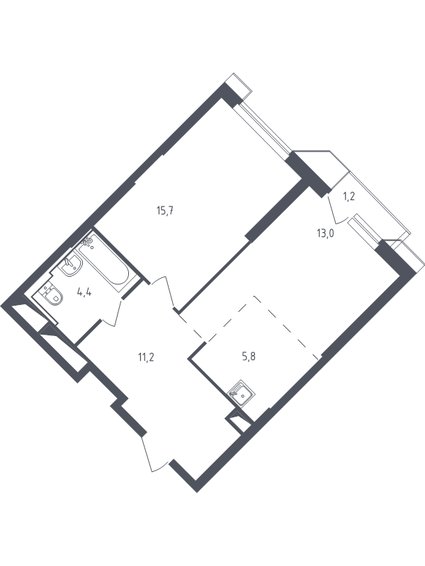 2 ккв (Евро) 52,1 м²