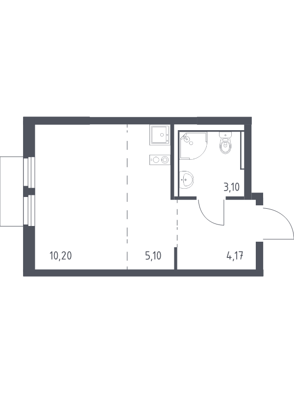 Студия 22,6 м²