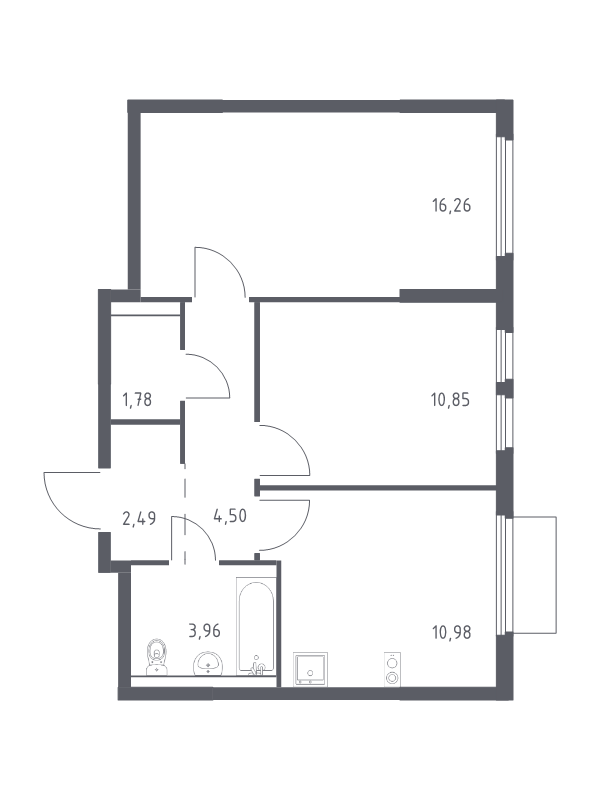 2 ккв 50,8 м²