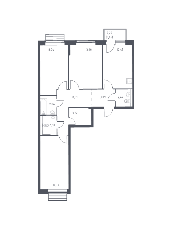 3 ккв 78,4 м²