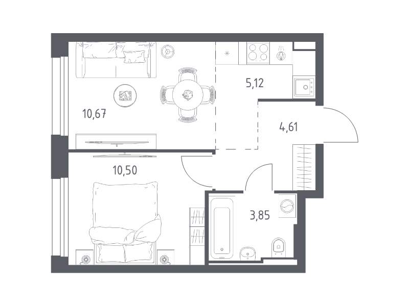 2 ккв (Евро) 34,8 м²