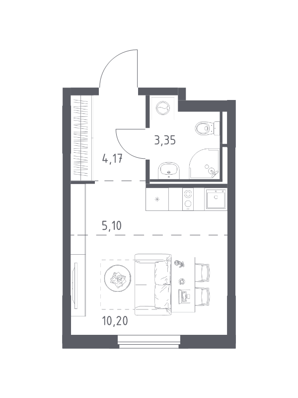 Студия 22,8 м²