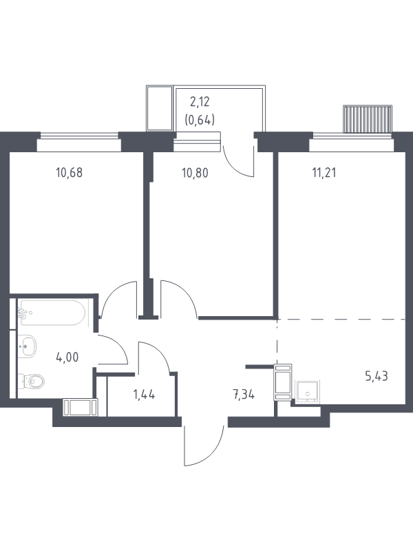 3 ккв (Евро) 51,5 м²