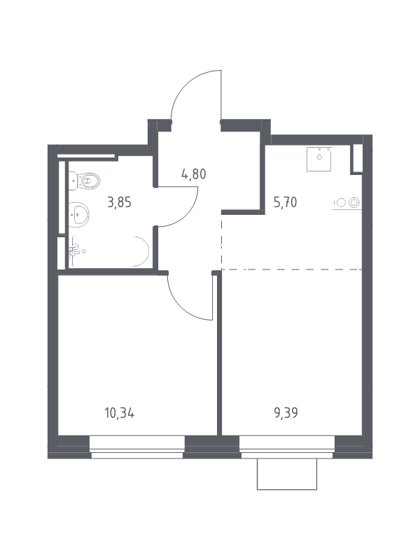 2 ккв (Евро) 34,1 м²