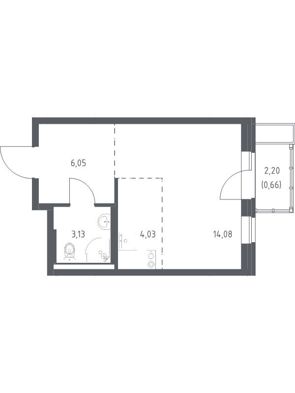Студия 28 м²