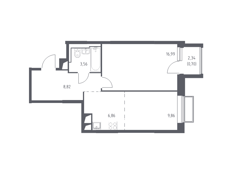 2 ккв (Евро) 46,9 м²