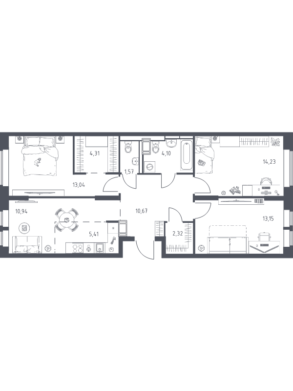 4 ккв (Евро) 79,7 м²