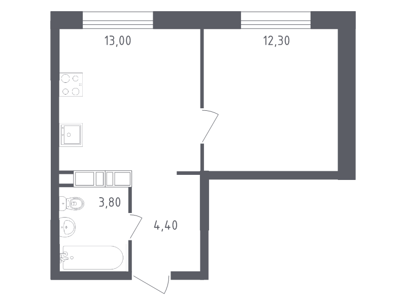 1 ккв 33,5 м²
