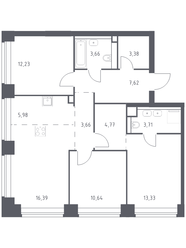 4 ккв (Евро) 85,4 м²