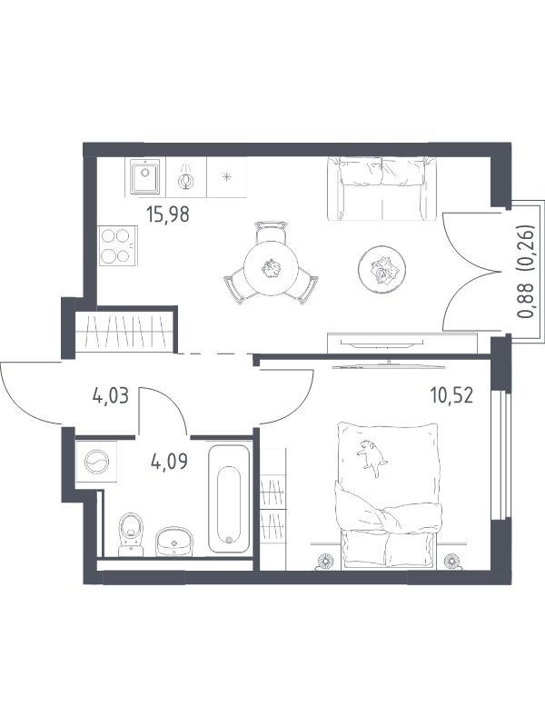 2 ккв (Евро) 34,9 м²