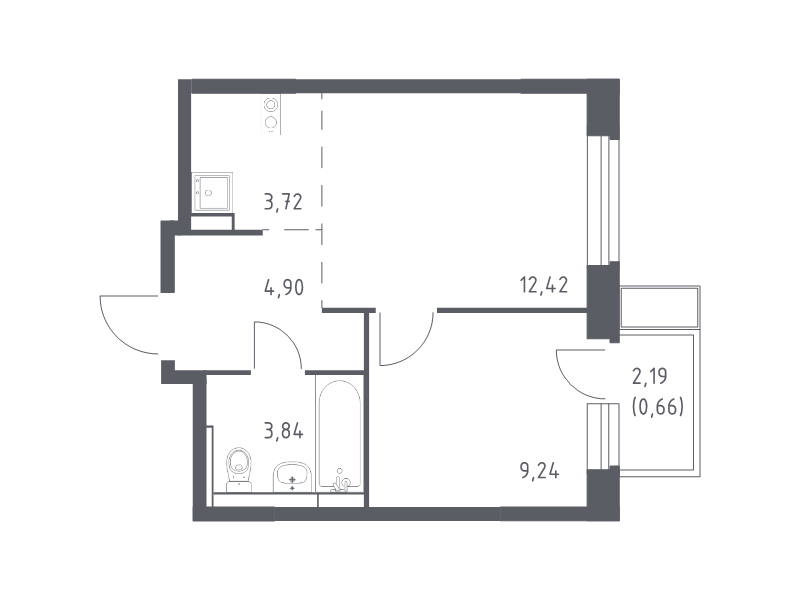 2 ккв (Евро) 34,3 м²