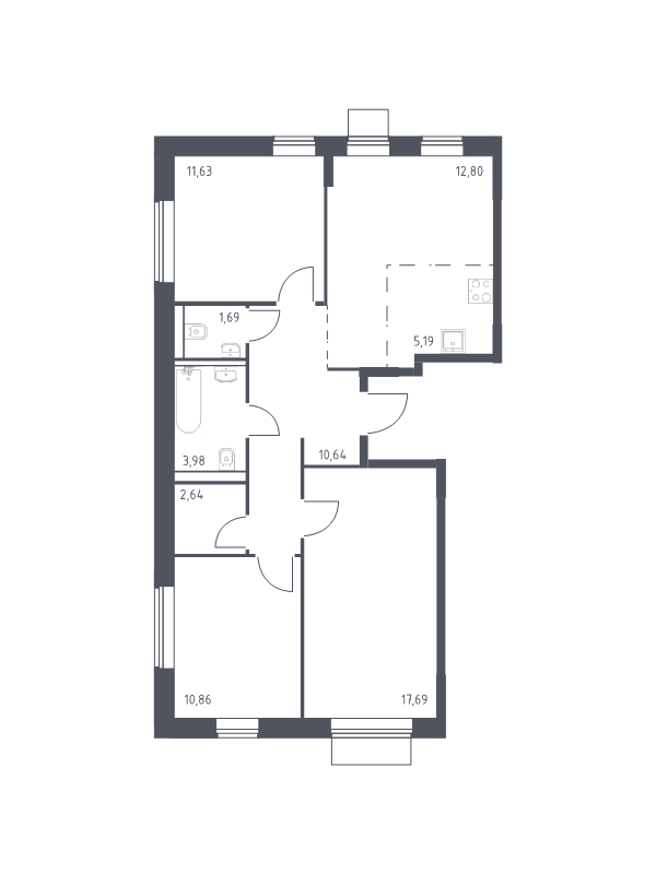 4 ккв (Евро) 77,1 м²
