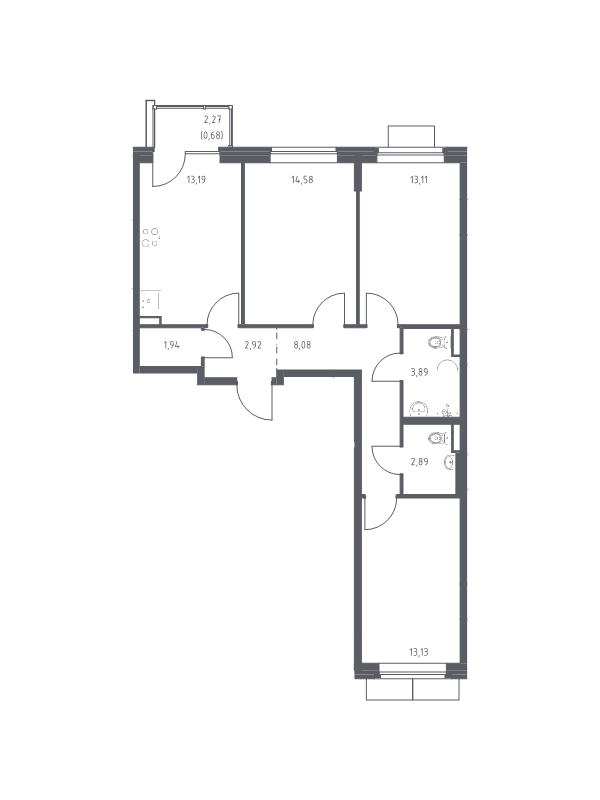 3 ккв 74,4 м²
