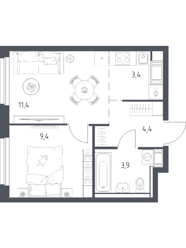 1 ккв 31,9 м²