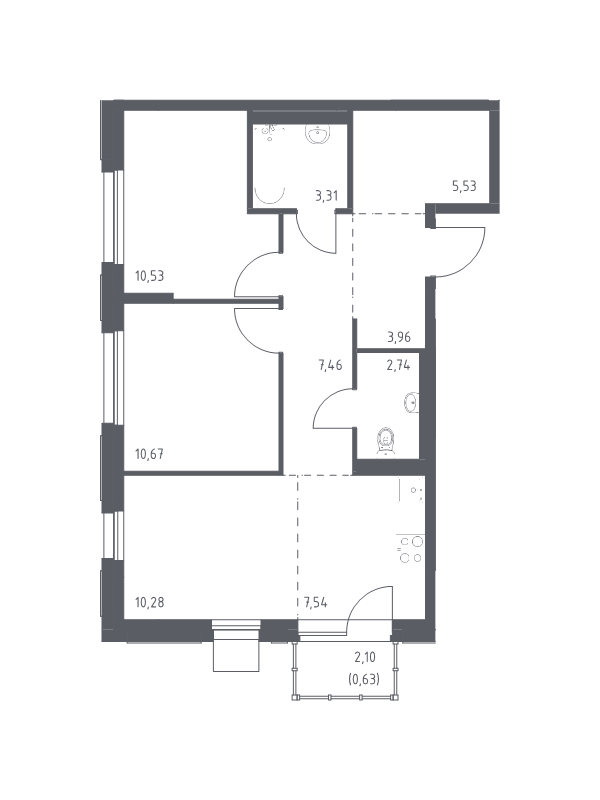 3 ккв (Евро) 62,7 м²