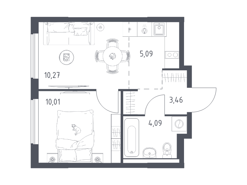 2 ккв (Евро) 32,9 м²