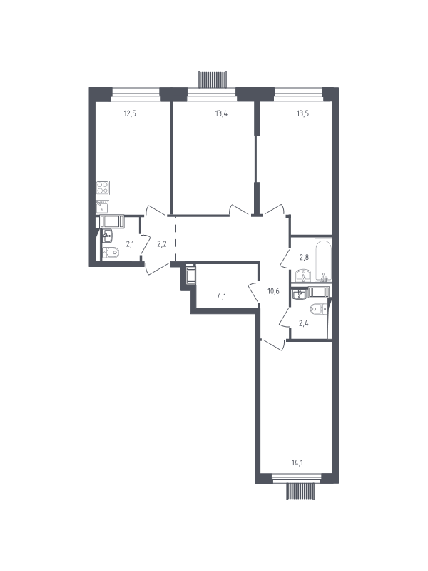 3 ккв 76,7 м²
