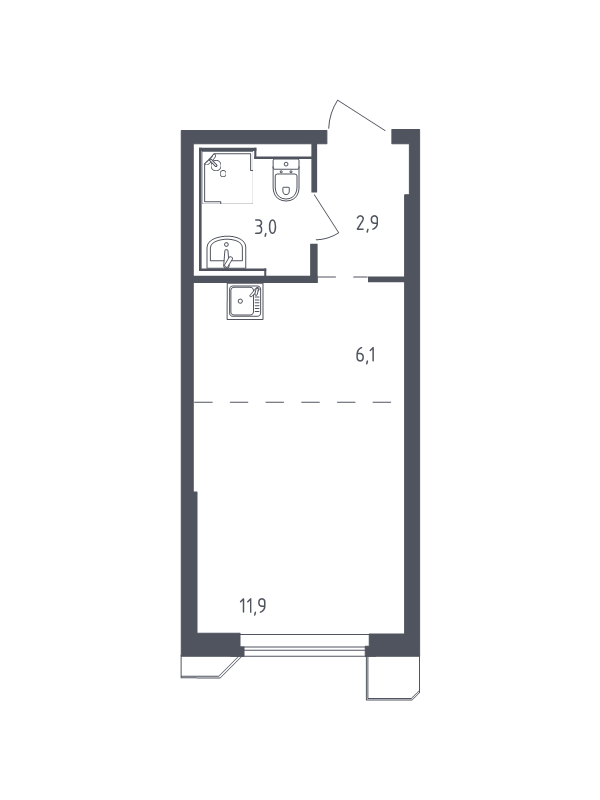 Студия 23,9 м²